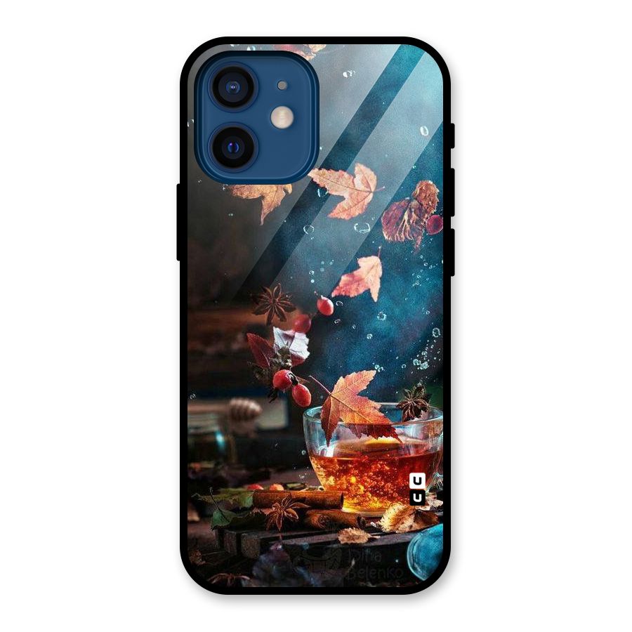 Falling Leaves Tea Glass Back Case for iPhone 12 Mini