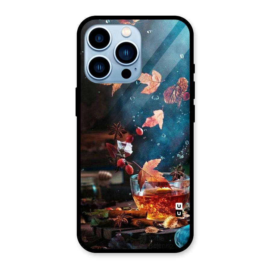 Falling Leaves Tea Glass Back Case for iPhone 13 Pro