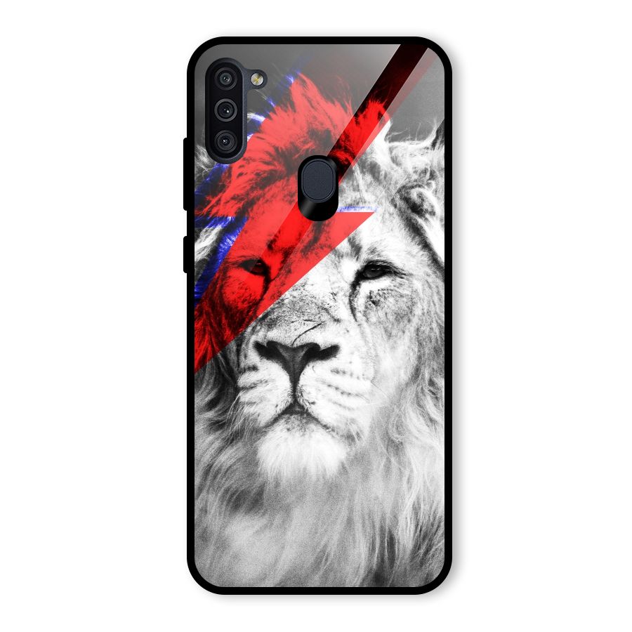 Fearless Lion Glass Back Case for Galaxy M11