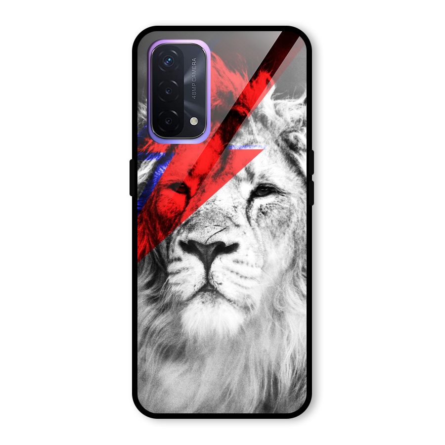Fearless Lion Glass Back Case for Oppo A74 5G