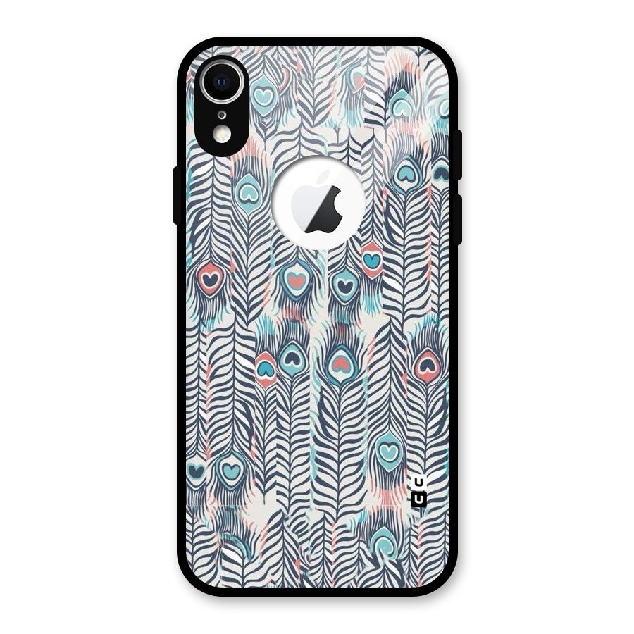 Feather Art Glass Back Case for iPhone XR Logo Cut