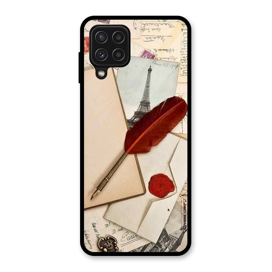 Feather Beauty Glass Back Case for Galaxy A22 4G