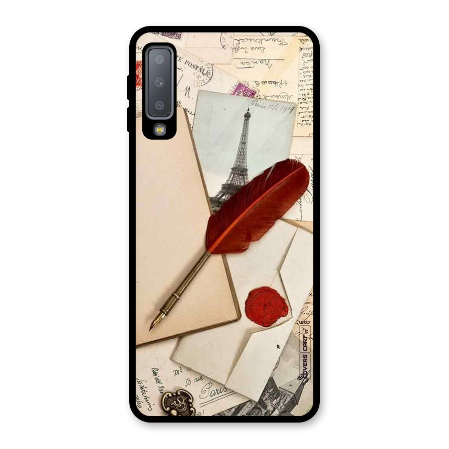 Feather Beauty Glass Back Case for Galaxy A7 (2018)