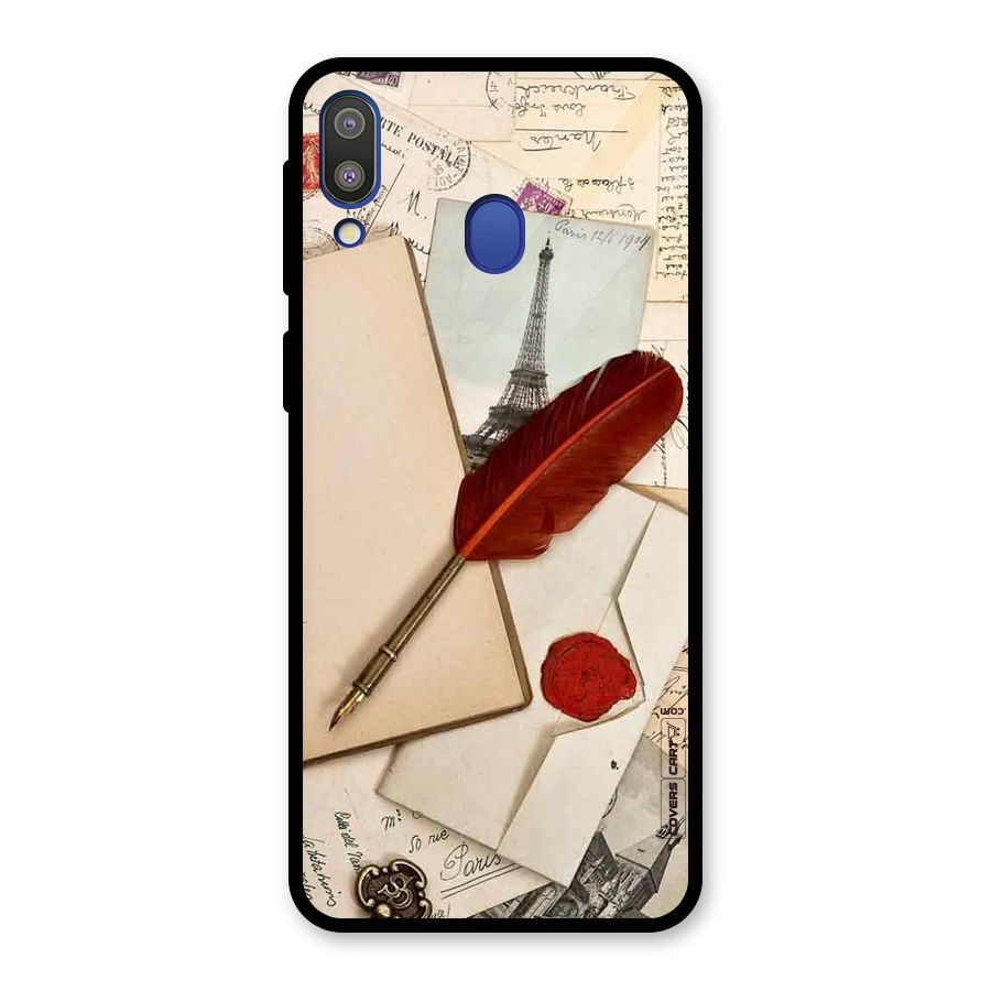 Feather Beauty Glass Back Case for Galaxy M20