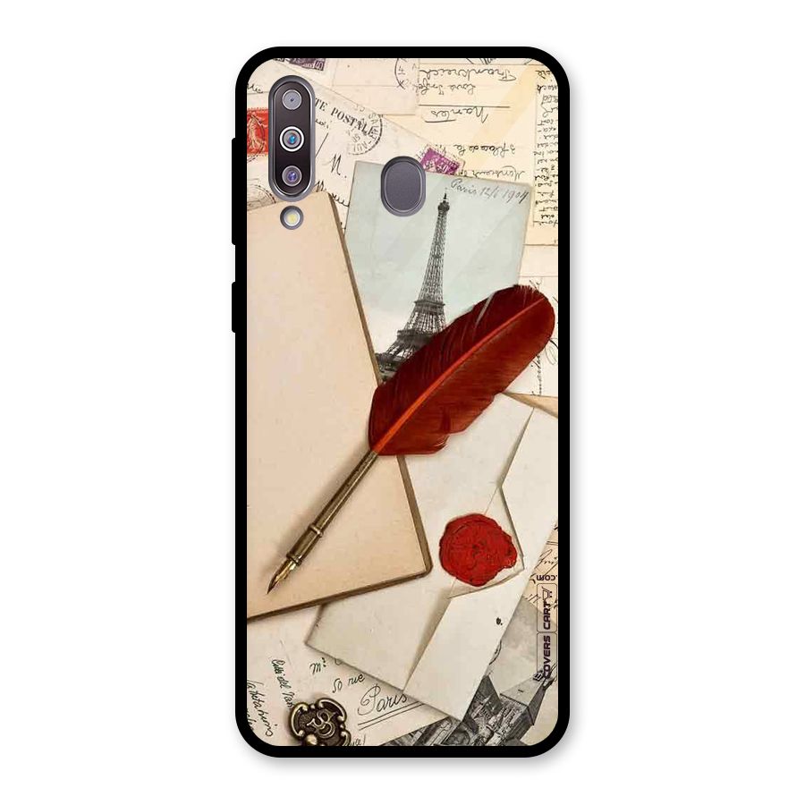 Feather Beauty Glass Back Case for Galaxy M30