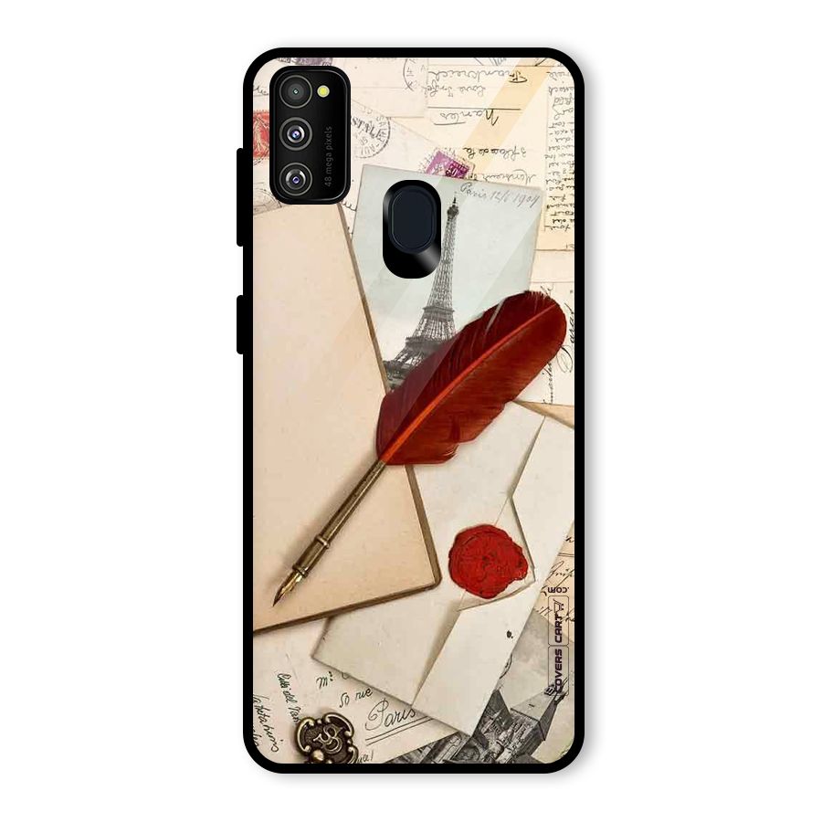 Feather Beauty Glass Back Case for Galaxy M30s