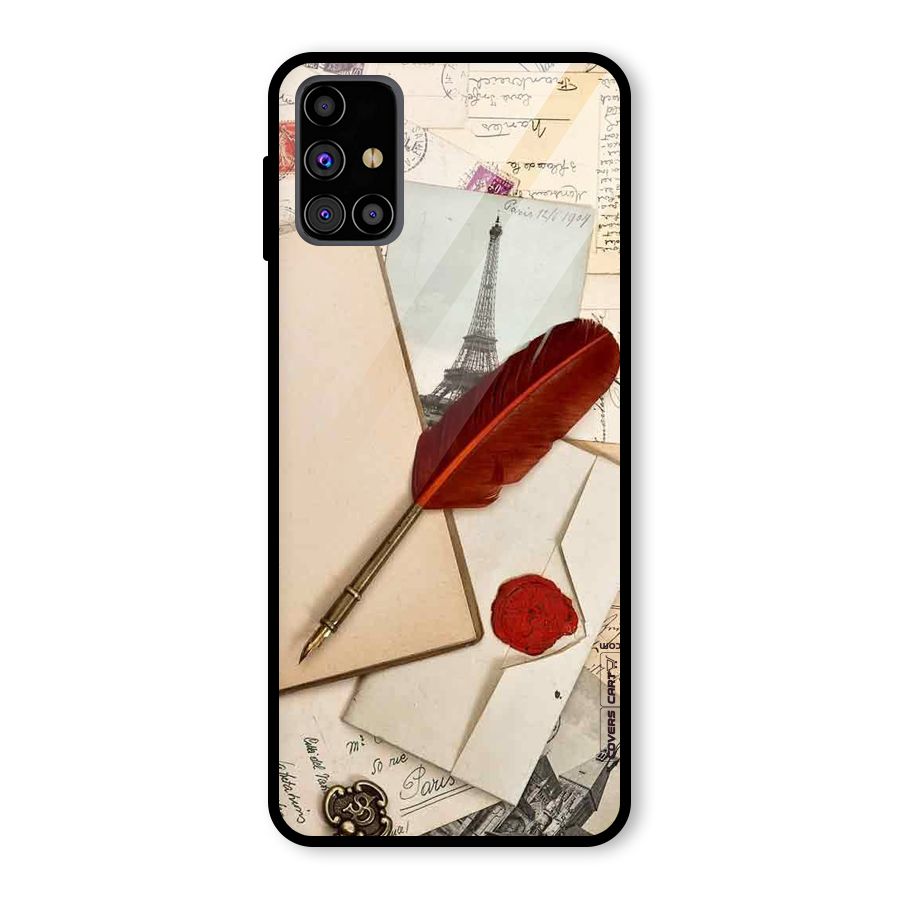 Feather Beauty Glass Back Case for Galaxy M31s