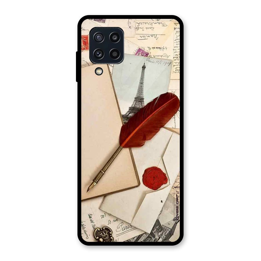 Feather Beauty Glass Back Case for Galaxy M32
