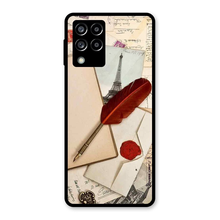 Feather Beauty Glass Back Case for Galaxy M53 5G