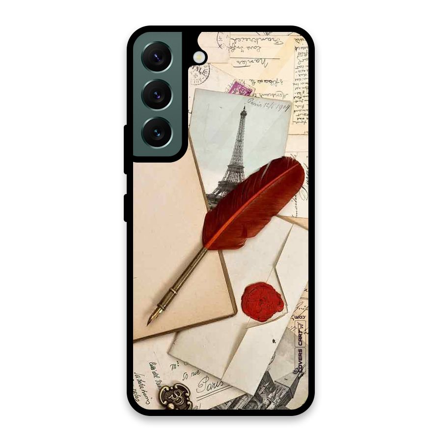 Feather Beauty Glass Back Case for Galaxy S22 5G