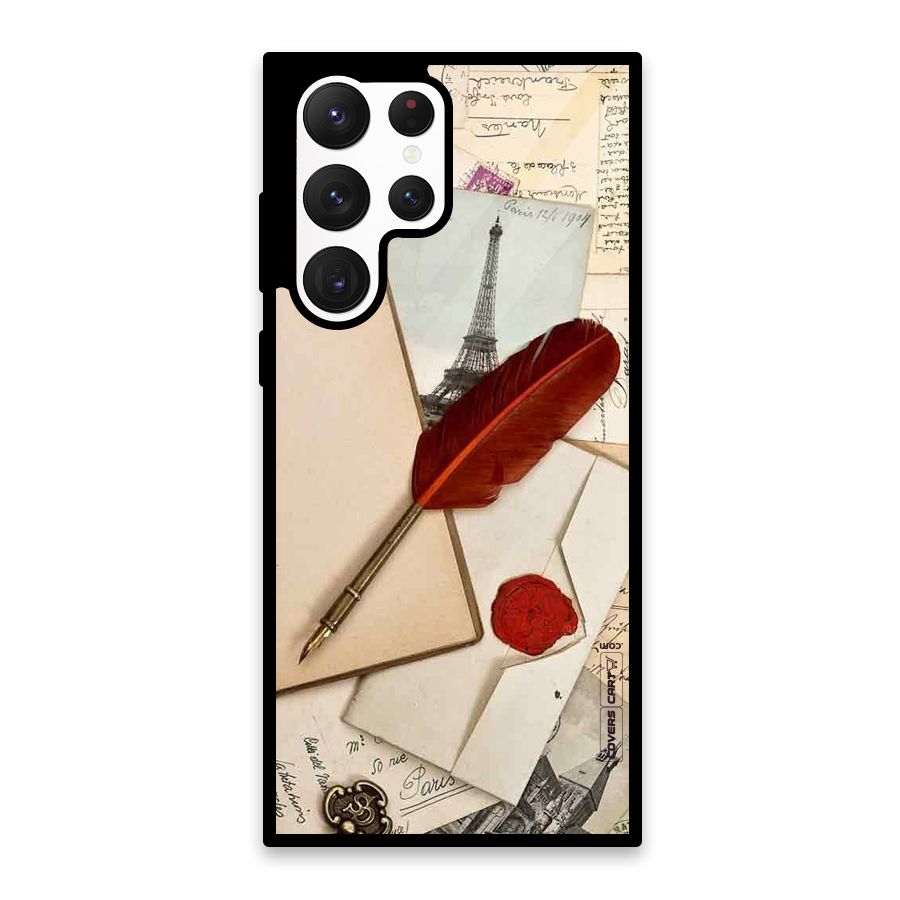 Feather Beauty Glass Back Case for Galaxy S22 Ultra 5G