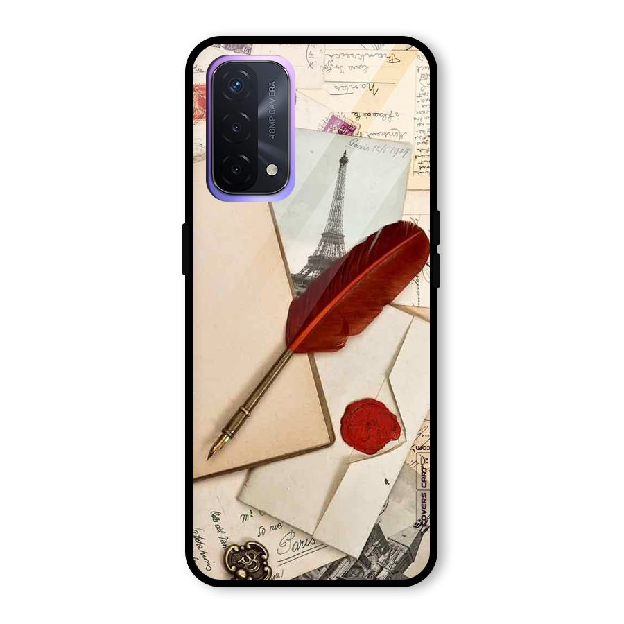 Feather Beauty Glass Back Case for Oppo A74 5G