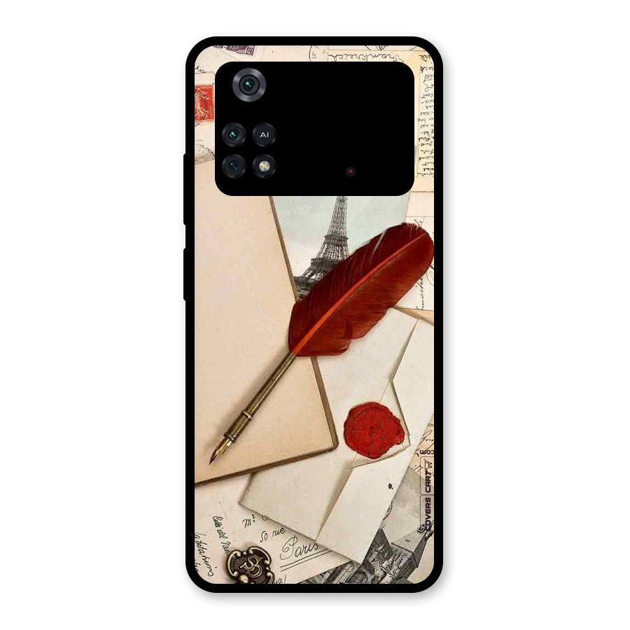 Feather Beauty Glass Back Case for Poco M4 Pro 4G