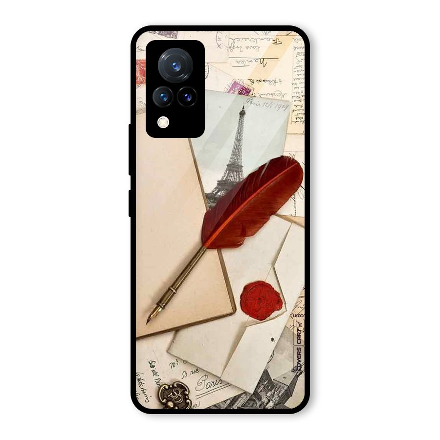Feather Beauty Glass Back Case for Vivo V21 5G