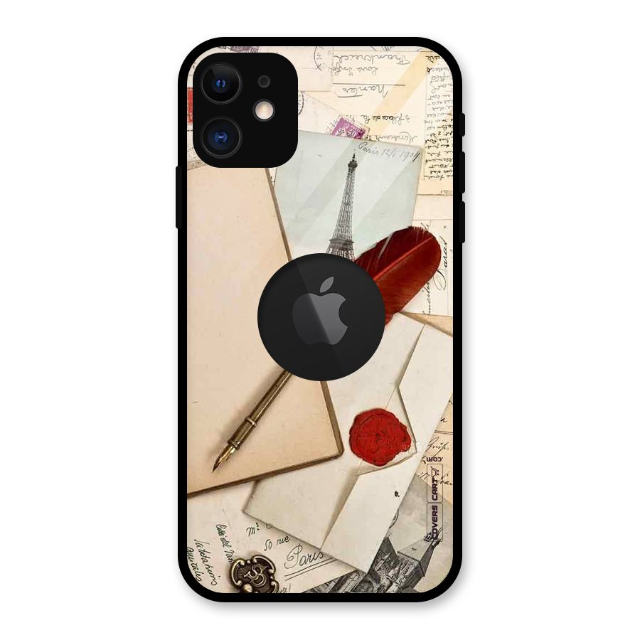 Feather Beauty Glass Back Case for iPhone 11 Logo Cut