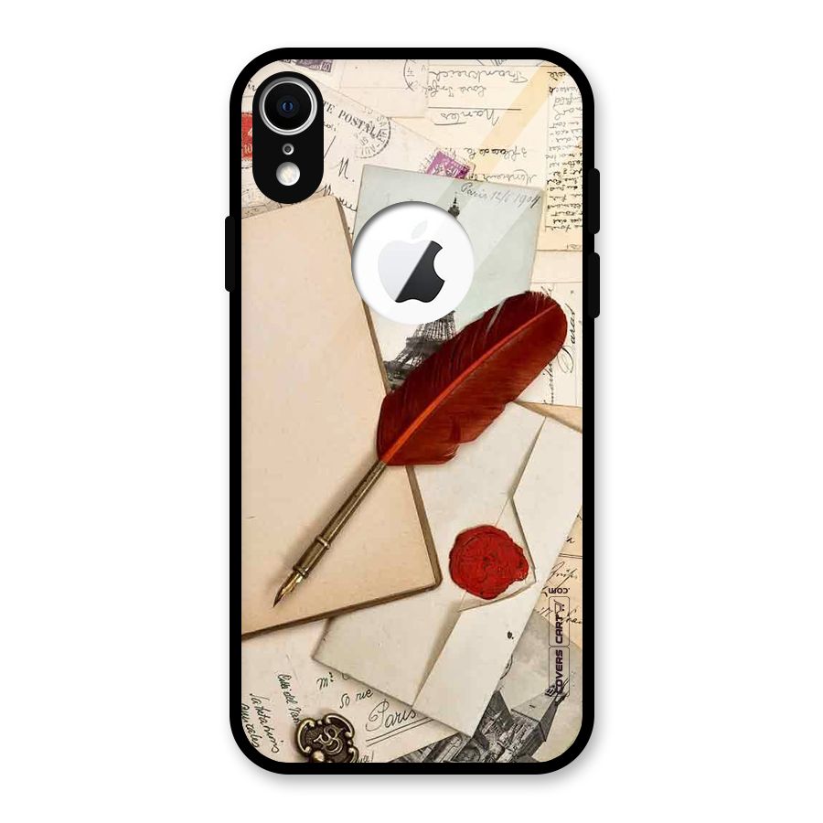 Feather Beauty Glass Back Case for iPhone XR Logo Cut