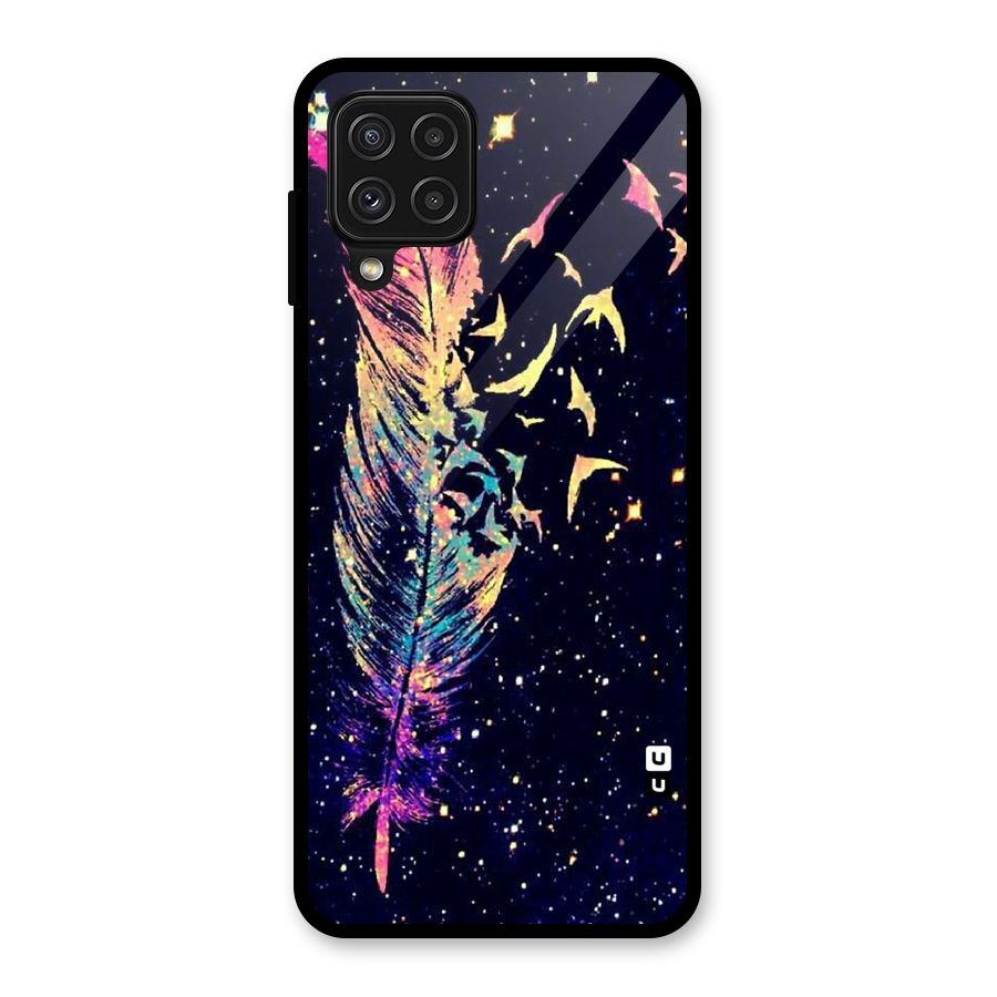 Feather Bird Fly Glass Back Case for Galaxy A22 4G