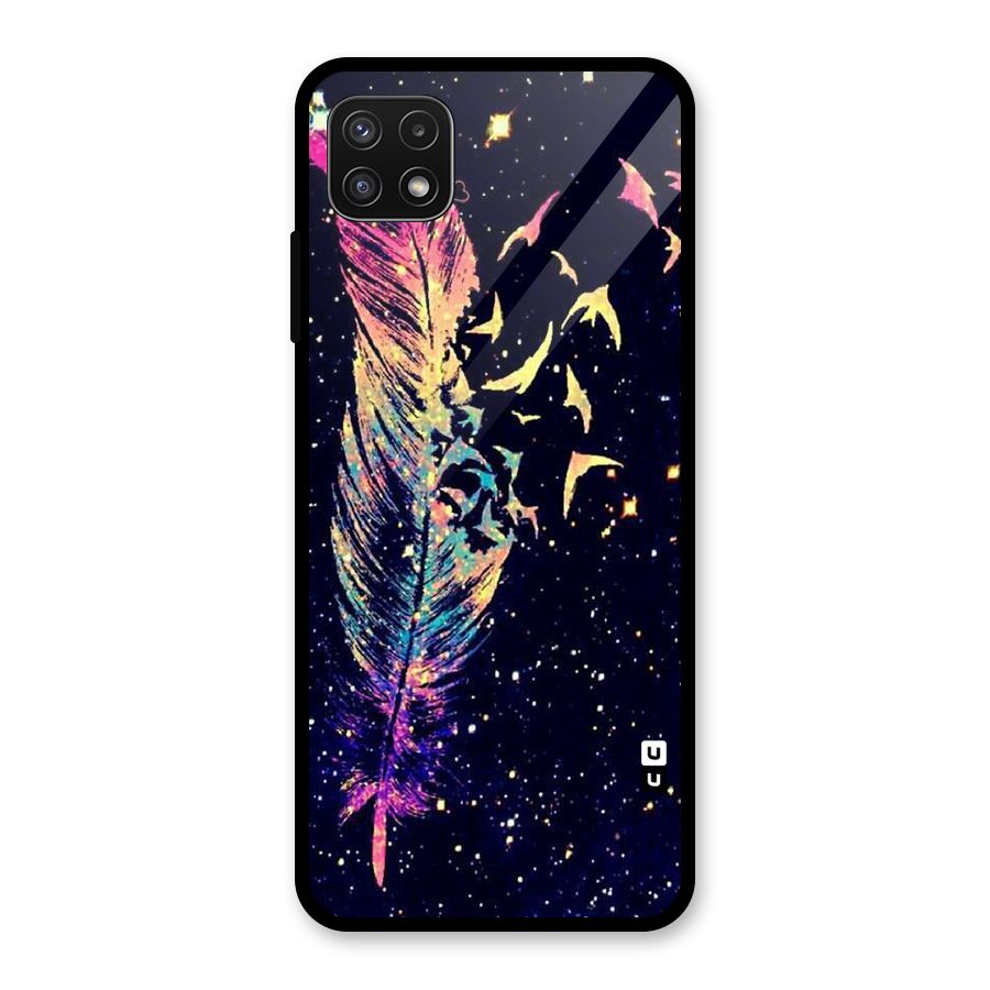 Feather Bird Fly Glass Back Case for Galaxy A22 5G