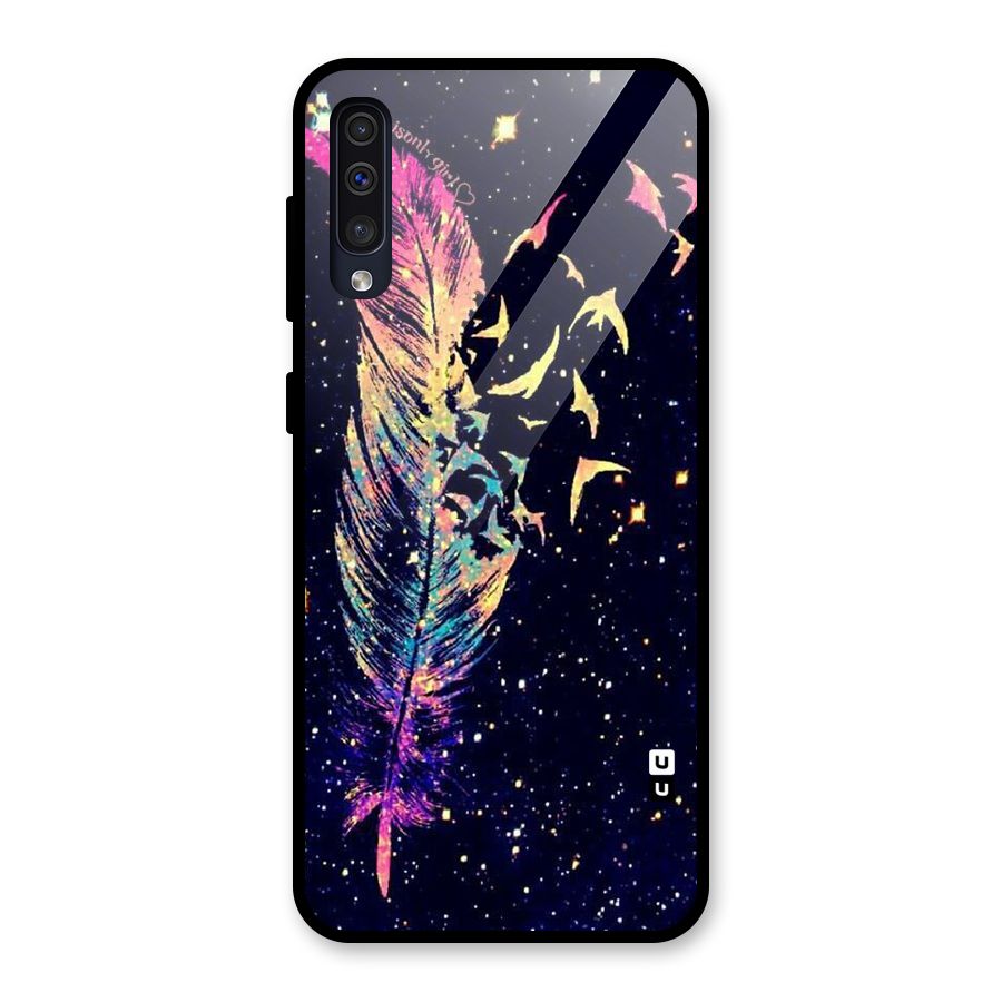 Feather Bird Fly Glass Back Case for Galaxy A30s