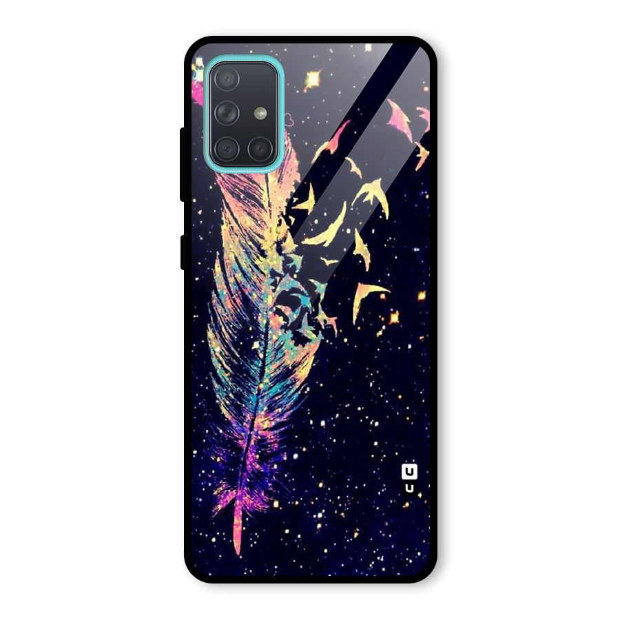 Feather Bird Fly Glass Back Case for Galaxy A71