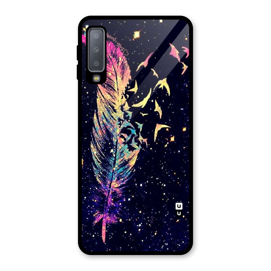 Feather Bird Fly Glass Back Case for Galaxy A7 (2018)