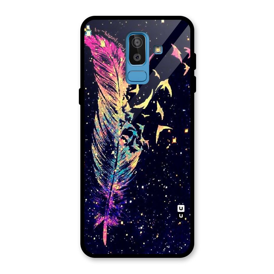 Feather Bird Fly Glass Back Case for Galaxy J8