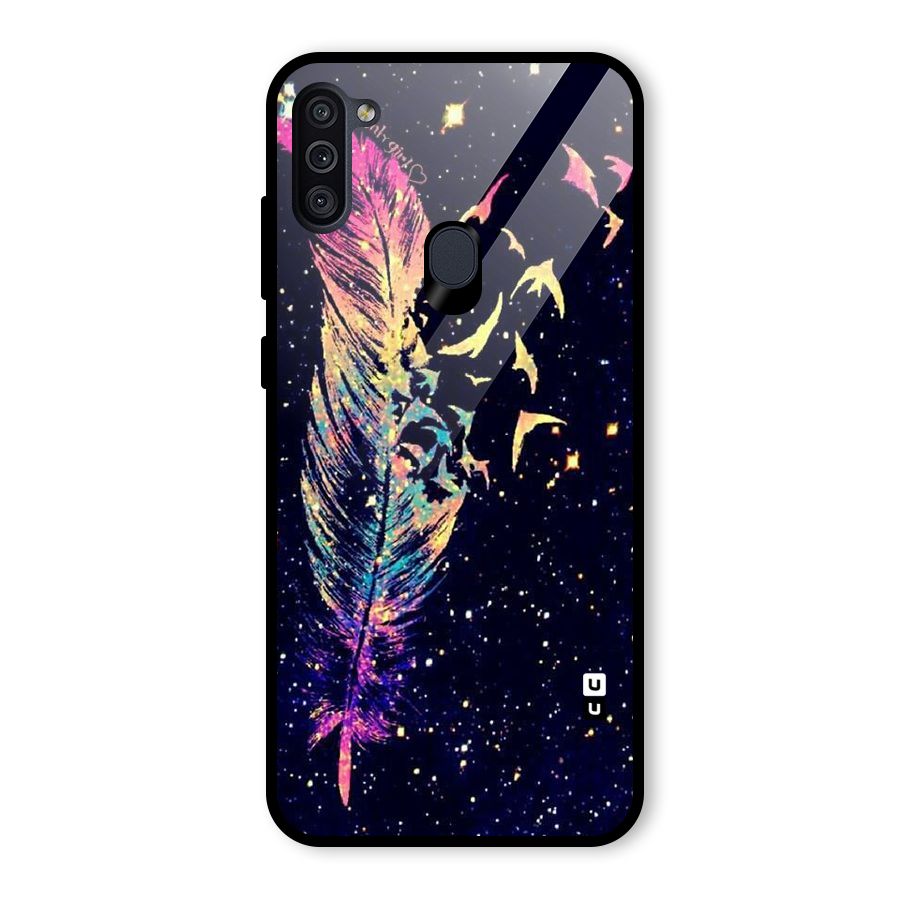 Feather Bird Fly Glass Back Case for Galaxy M11