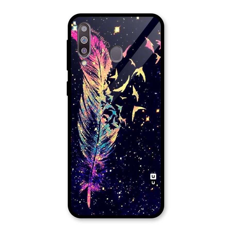 Feather Bird Fly Glass Back Case for Galaxy M30