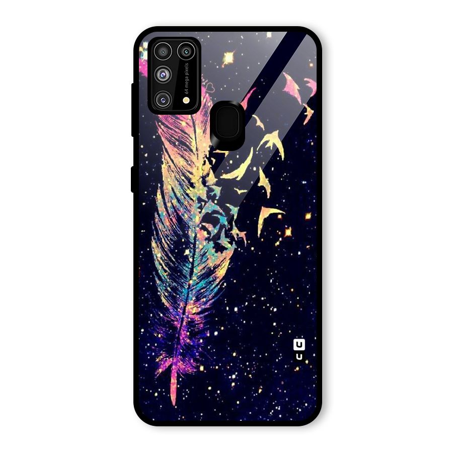 Feather Bird Fly Glass Back Case for Galaxy M31