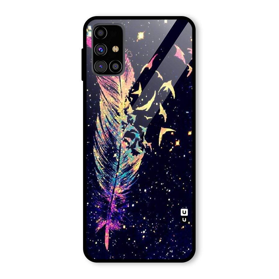 Feather Bird Fly Glass Back Case for Galaxy M31s