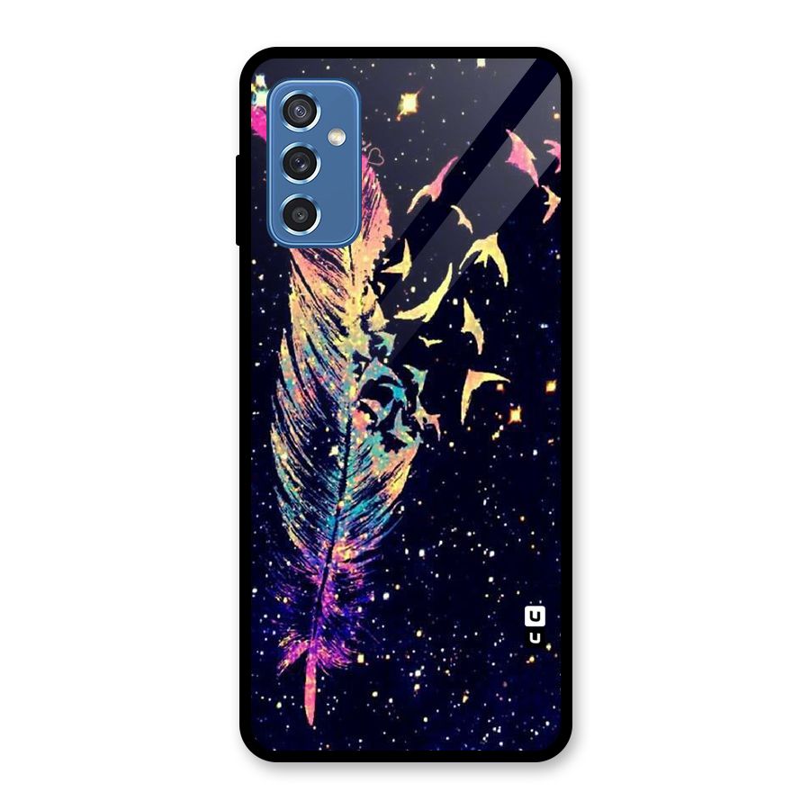 Feather Bird Fly Glass Back Case for Galaxy M52 5G