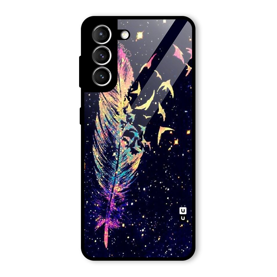 Feather Bird Fly Glass Back Case for Galaxy S21 5G