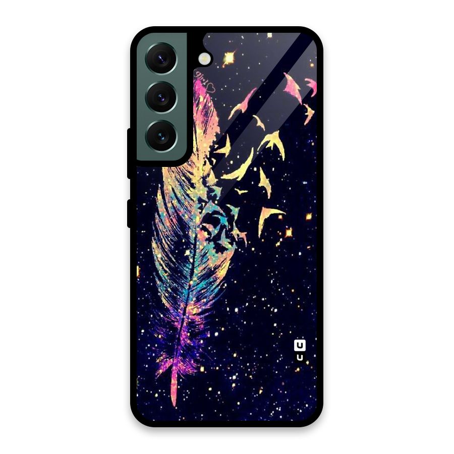 Feather Bird Fly Glass Back Case for Galaxy S22 5G