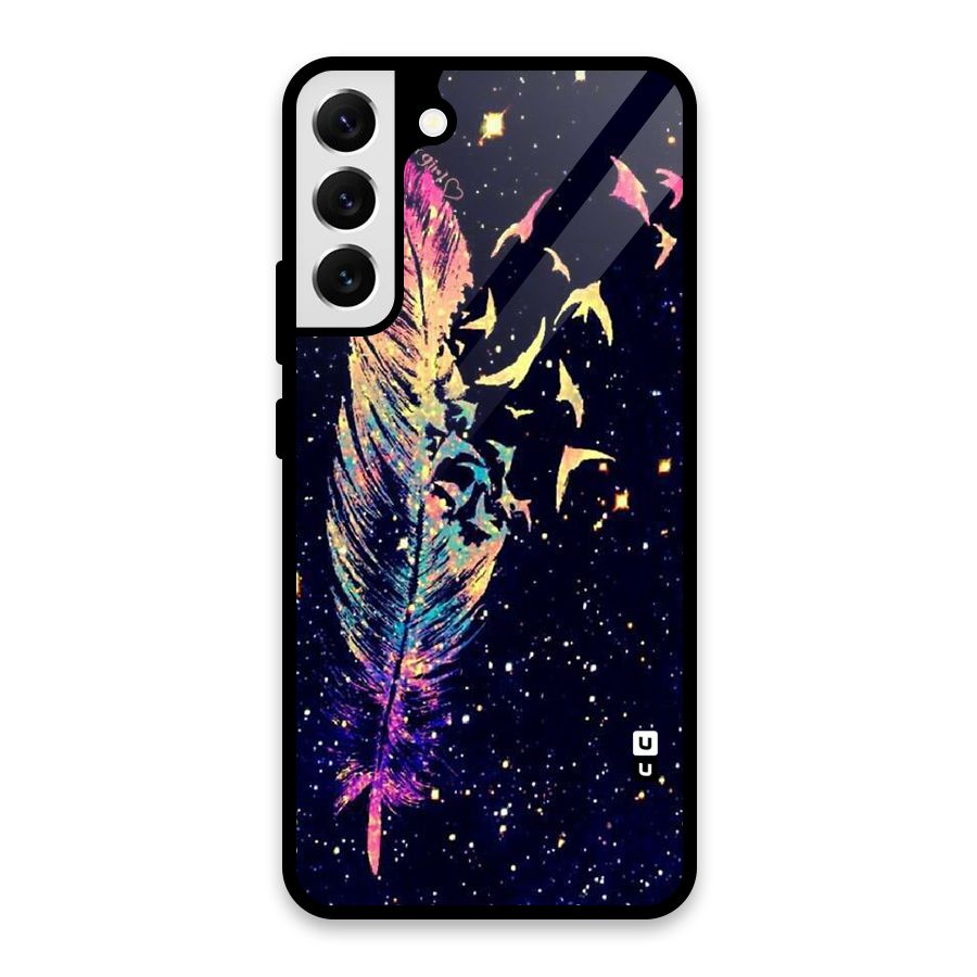Feather Bird Fly Glass Back Case for Galaxy S22 Plus 5G