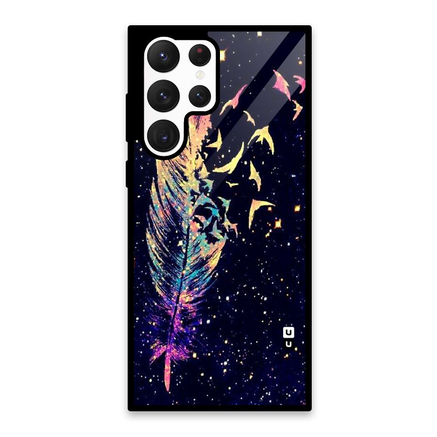 Feather Bird Fly Glass Back Case for Galaxy S22 Ultra 5G