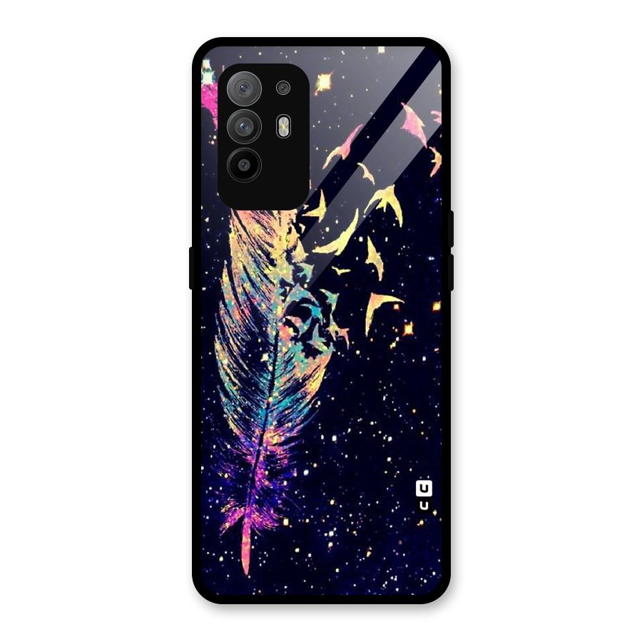 Feather Bird Fly Glass Back Case for Oppo F19 Pro Plus 5G