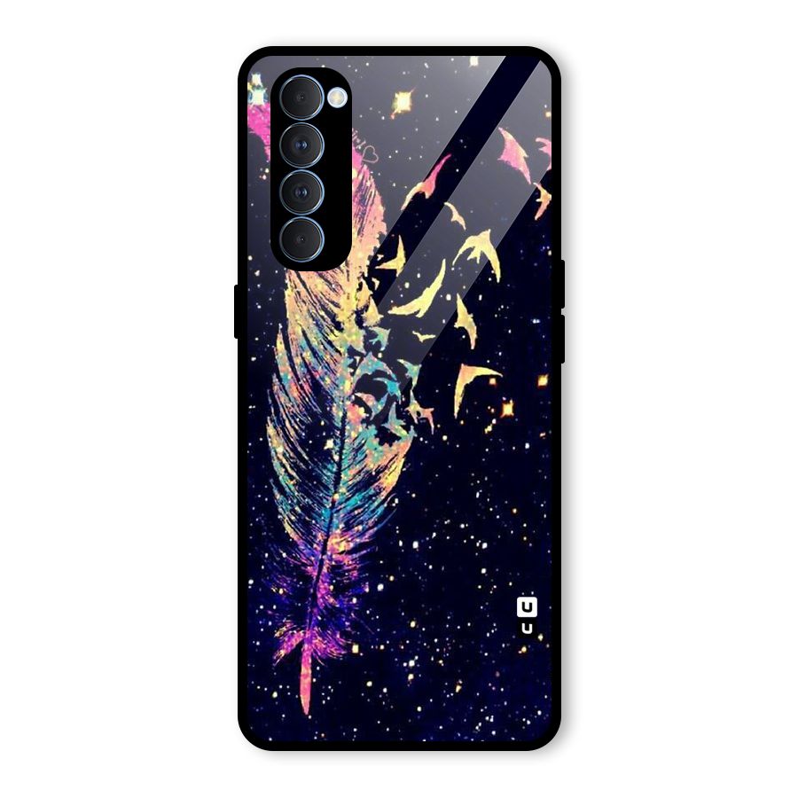 Feather Bird Fly Glass Back Case for Oppo Reno4 Pro