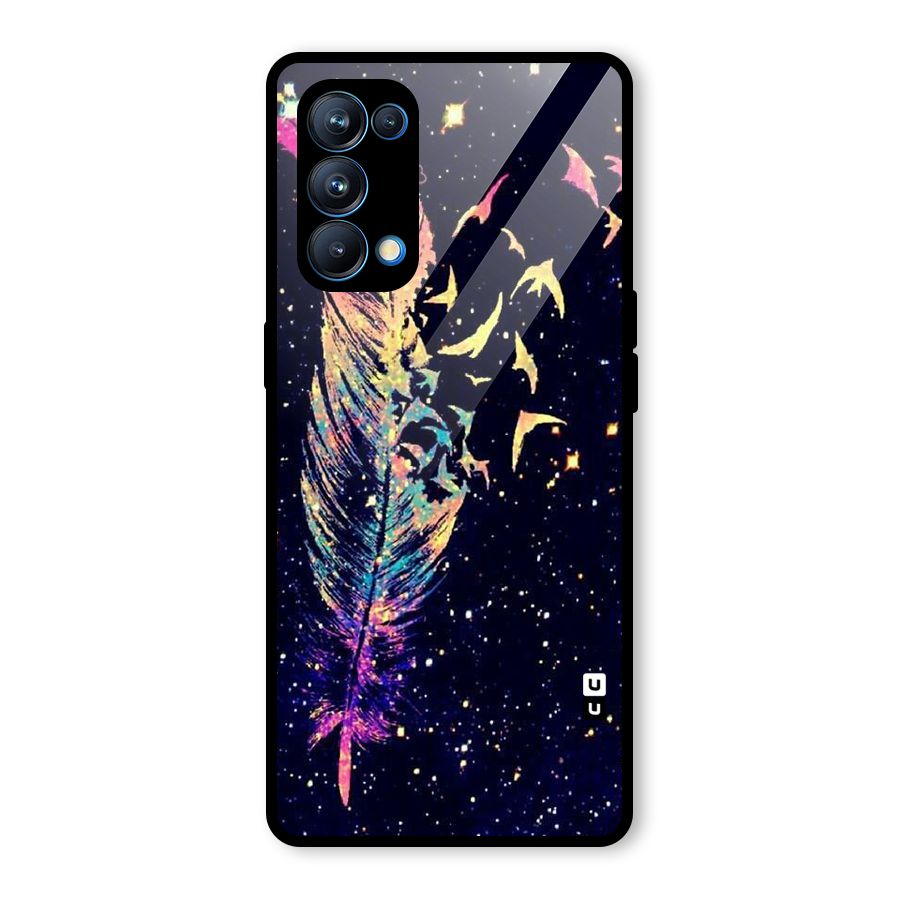 Feather Bird Fly Glass Back Case for Oppo Reno5 Pro 5G
