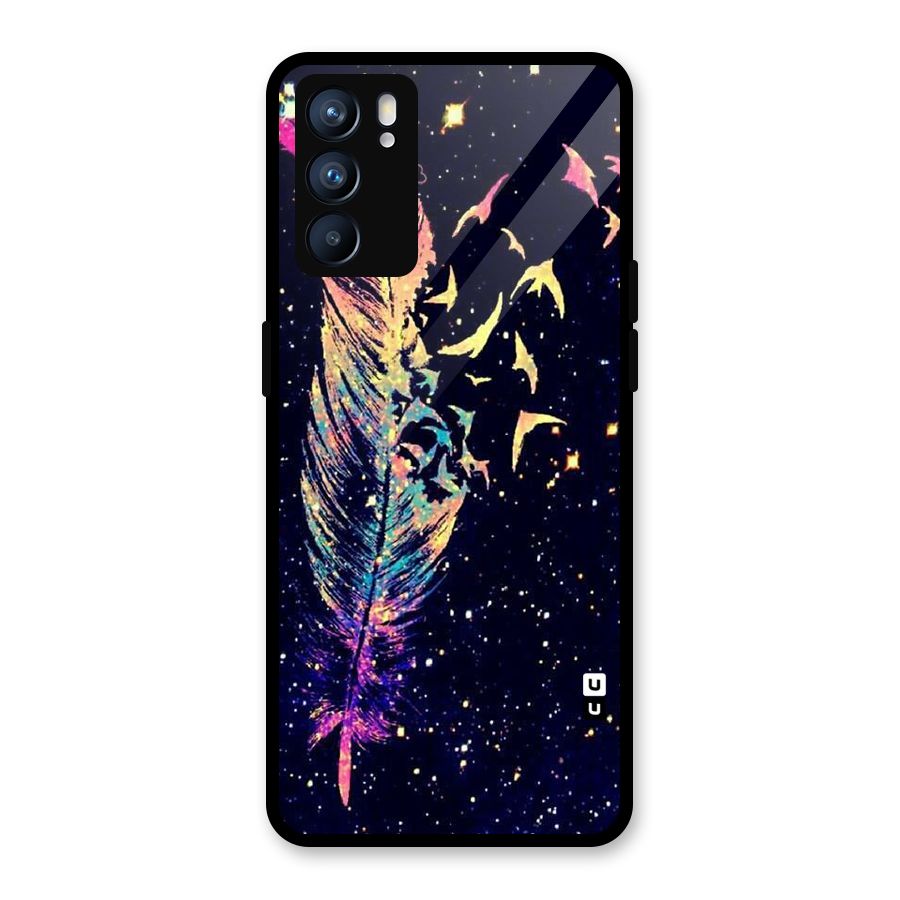 Feather Bird Fly Glass Back Case for Oppo Reno6 5G