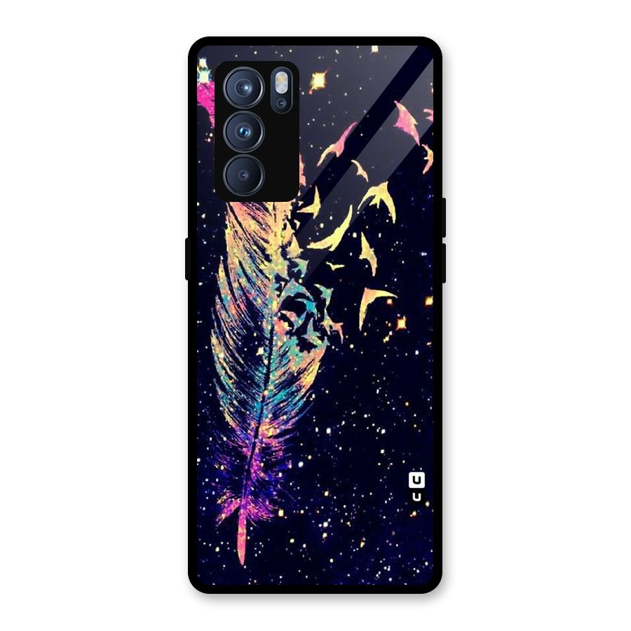 Feather Bird Fly Glass Back Case for Oppo Reno6 Pro 5G