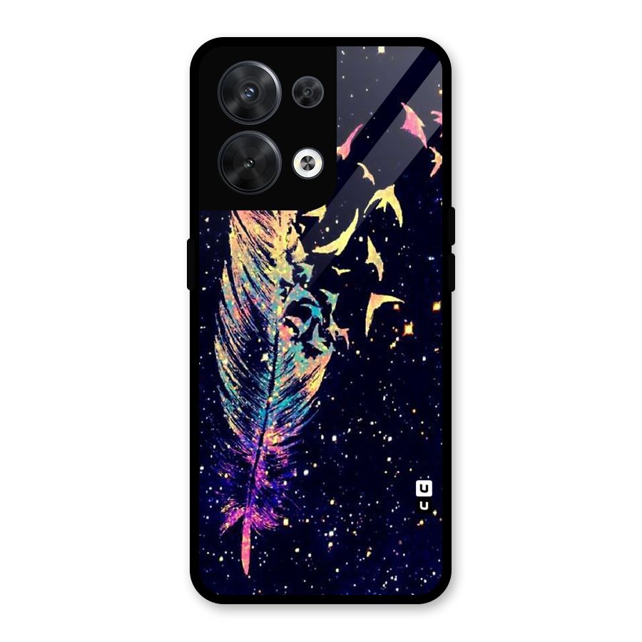 Feather Bird Fly Glass Back Case for Oppo Reno8 5G