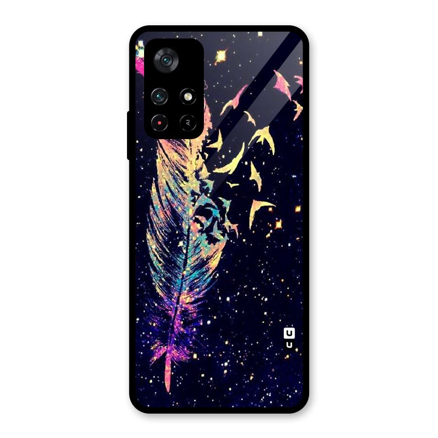 Feather Bird Fly Glass Back Case for Poco M4 Pro 5G