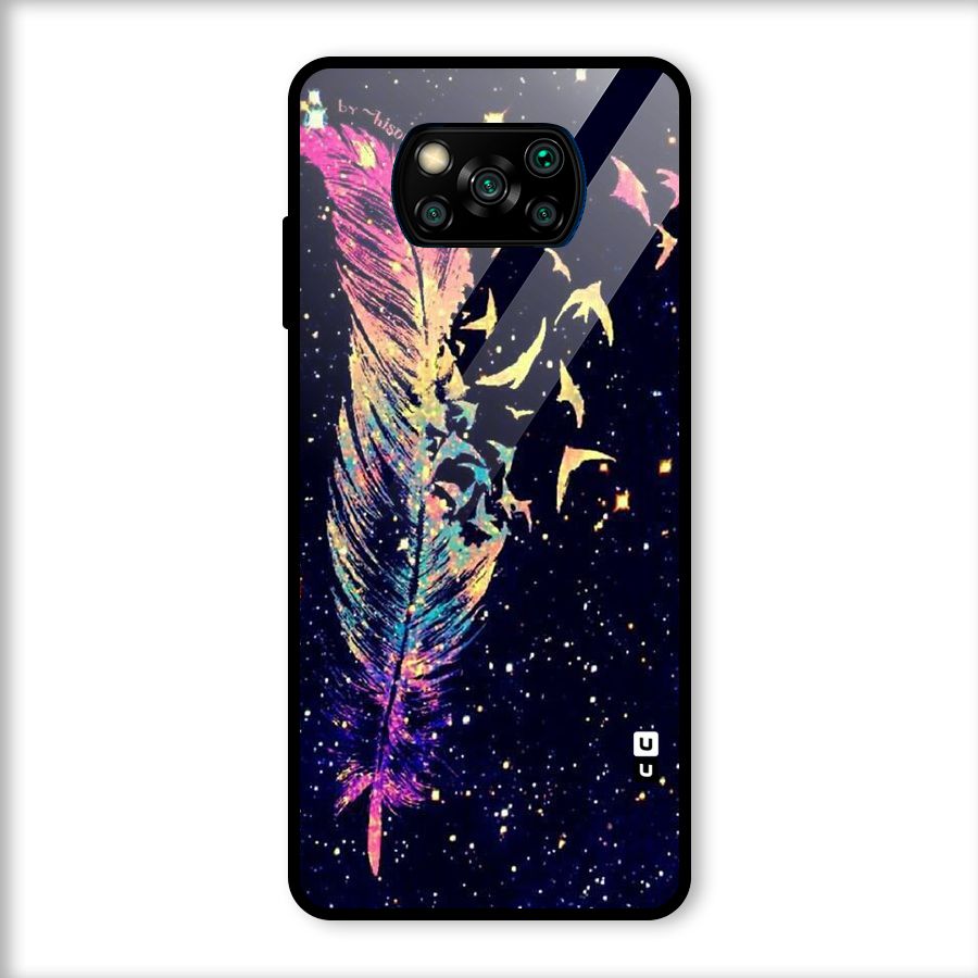 Feather Bird Fly Glass Back Case for Poco X3