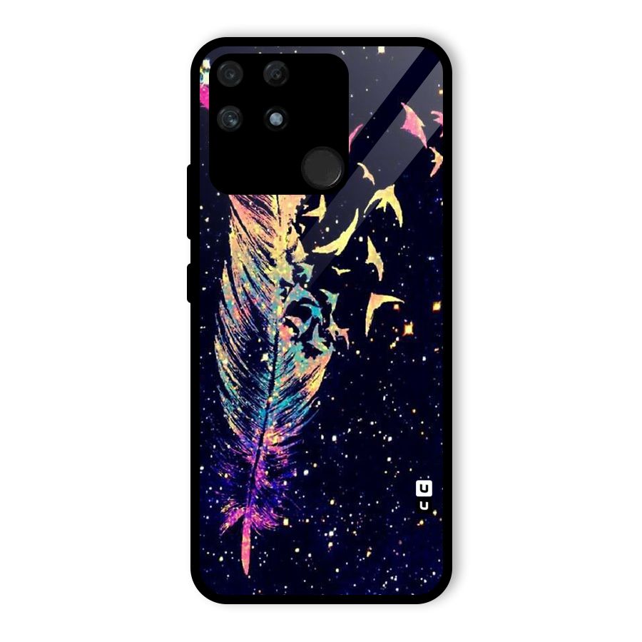 Feather Bird Fly Glass Back Case for Realme Narzo 50A