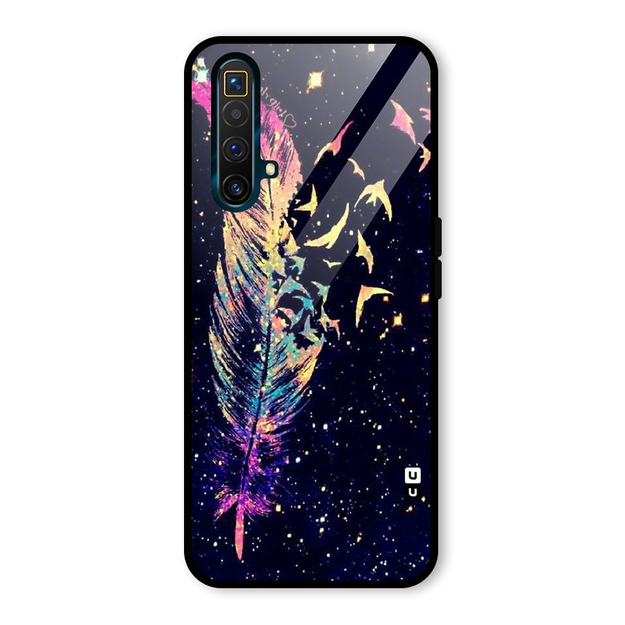 Feather Bird Fly Glass Back Case for Realme X3