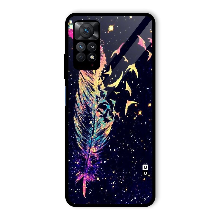 Feather Bird Fly Glass Back Case for Redmi Note 11 Pro