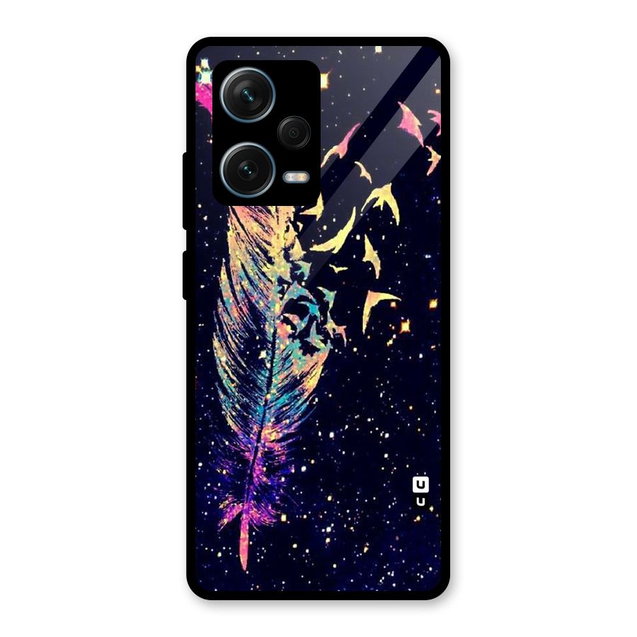 Feather Bird Fly Glass Back Case for Redmi Note 12 Pro Plus 5G