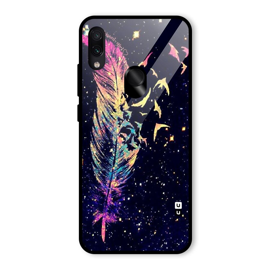 Feather Bird Fly Glass Back Case for Redmi Note 7
