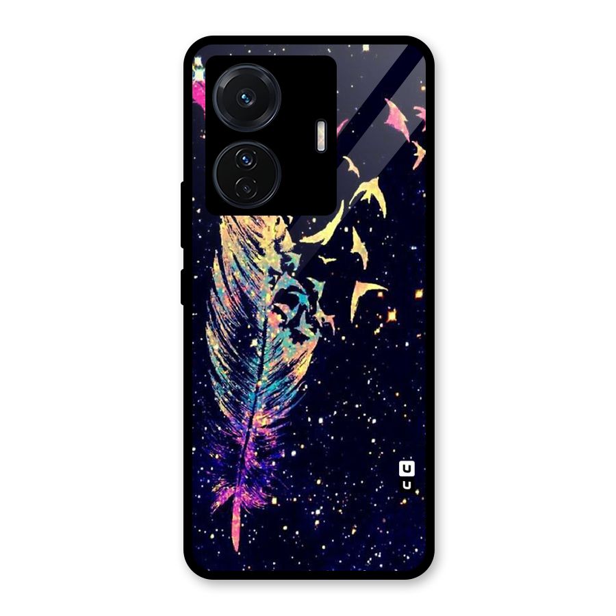 Feather Bird Fly Glass Back Case for Vivo T1 Pro