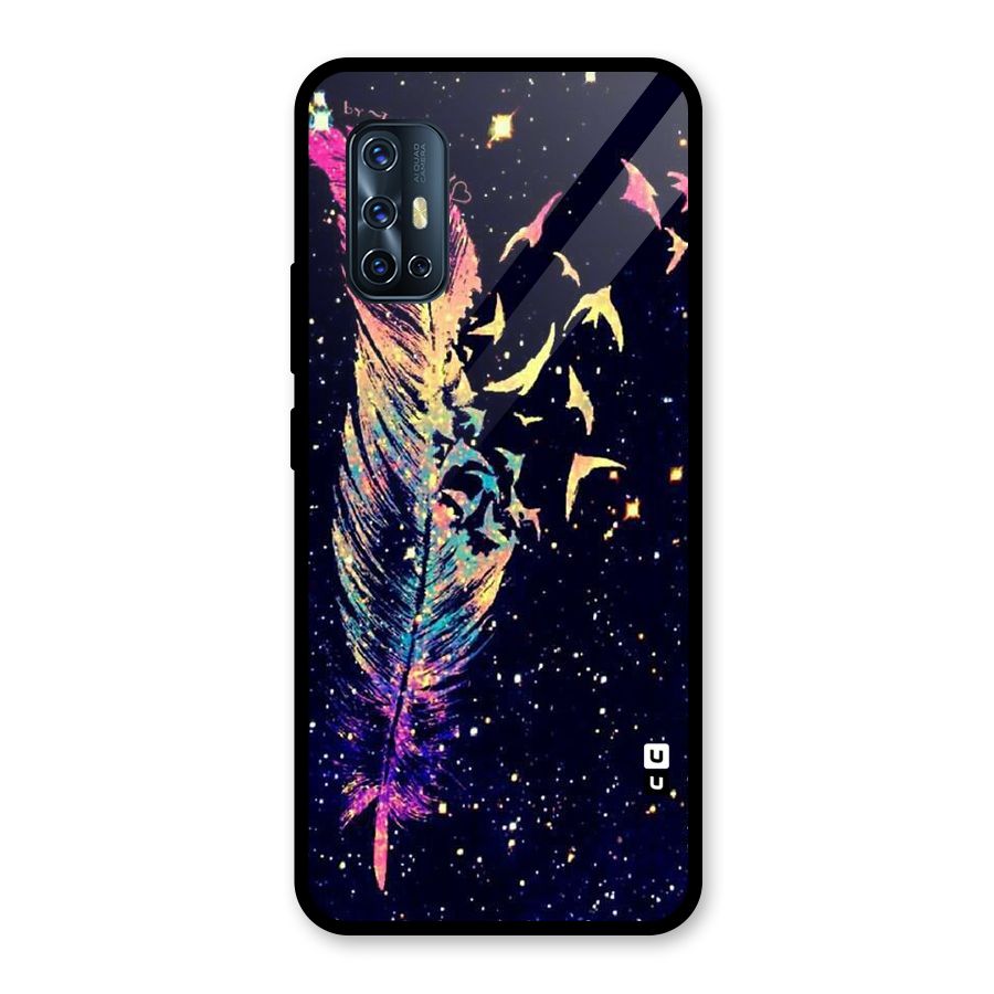 Feather Bird Fly Glass Back Case for Vivo V17